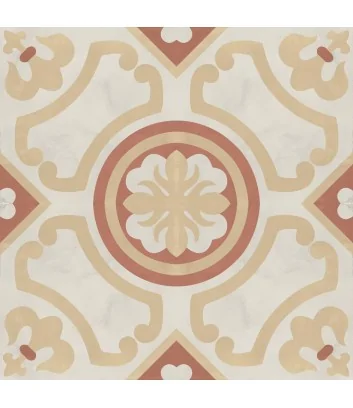graphic design for the Marca Corona giglio tramonto crema 20x20 cement tile