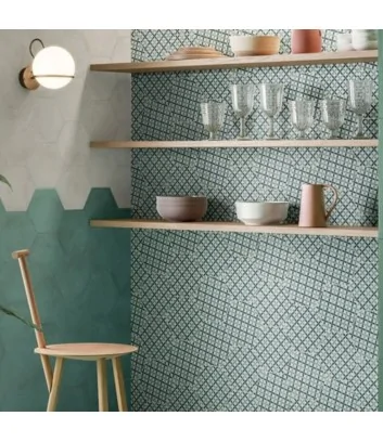 rivestimento con piastrella cementina esagonale astro oceano cielo linea terra art