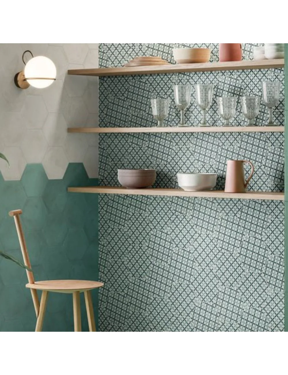 Marca Corona astro oceano cielo hexagonal tiles cement-effect wall tile