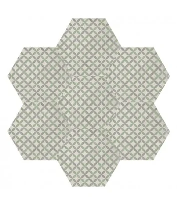 développement graphique du carrelage hexagonaux cementine astro sabbia menta de Marca Corona