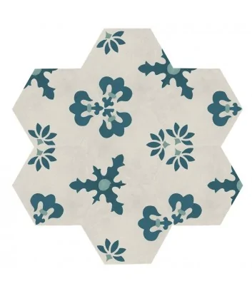graphic design for the Marca Corona giglio oceano cielo hexagonal cement tile