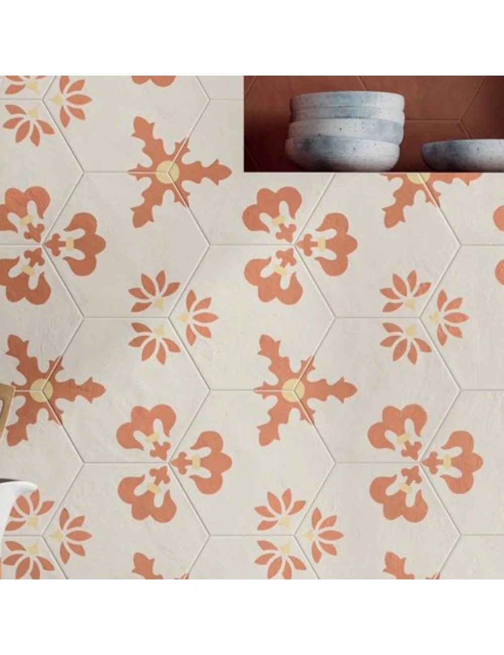 carrelage hexagonaux en ciment giglio tramonto crema de Marca Corona pour le revêtement mural