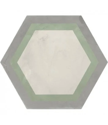 piastrella cementina esagonale cornice sabbia menta linea terra art di Marca Corona
