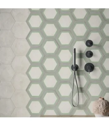 carrelage hexagonaux en ciment cornice sabbia menta de Marca Corona pour le revêtement mural
