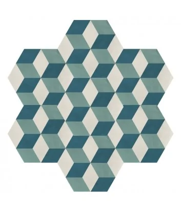 développement graphique du carrelage hexagonal cementine cubo oceano cielo de Marca Corona développement graphique du carrelage hexagonal cementine cubo oceano cielo de Marca Corona