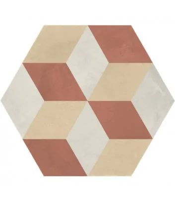 piastrella esagonale cubo tramonto crema linea terra art di Marca Corona