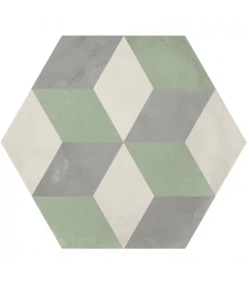 piastrella cementina esagonale cubo sabbia menta linea terra art