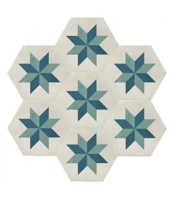 graphic design for the Marca Corona stella oceano cielo hexagonal cement tile