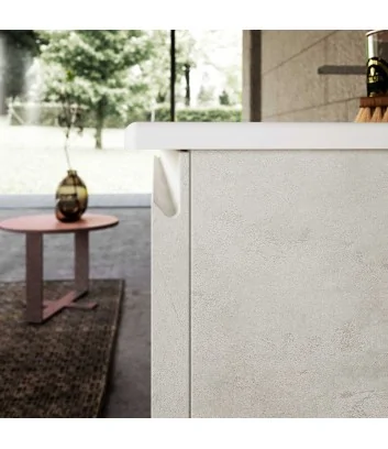Detail of integrated handle on slim monobloc lime 1 c39 vanity unit