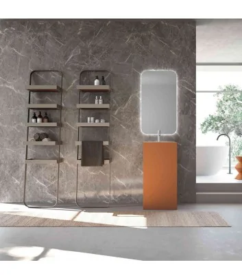 Composizione bagno con lavabo freestanding e portaoggetti lime 034