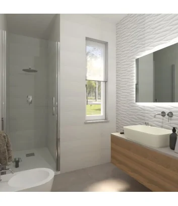 Interior cladding for shower and bathroom in Lumina White Matt, 25x75