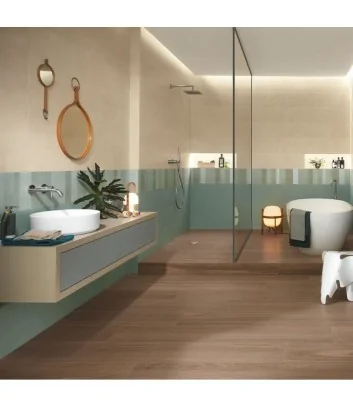 rivestimento bagno mezza altezza con color line salvia