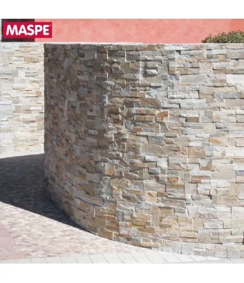 Curved balustrade clad in Maspe’s Canova natural stone Curved balustrade clad in Maspe’s Canova natural stone