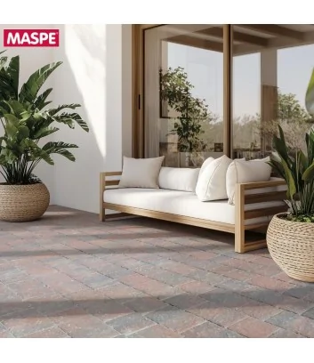 portico with red, black and beige Matrix Rock portico with red, black and beige Matrix Rock