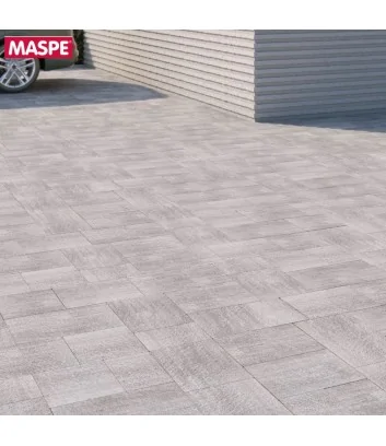 détail de sol exterieur avec autobloquant filtrant maspe skema gris argent