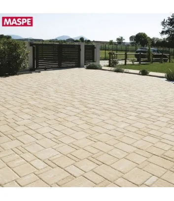 Ampio pavimento da esterno autobloccanti filtranti Maspe texxa limestone travertino