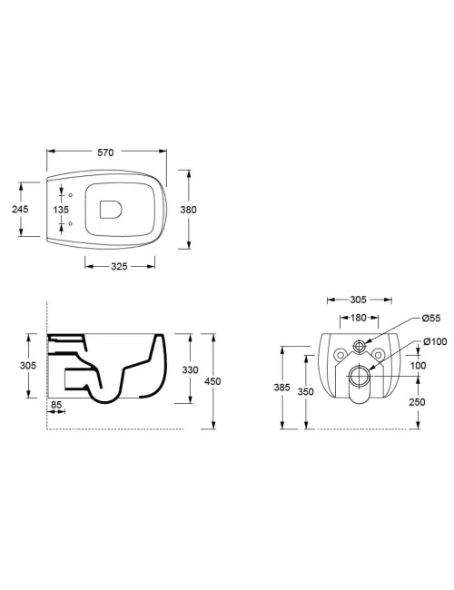 technical data sheet wc wall-hung lines Nur