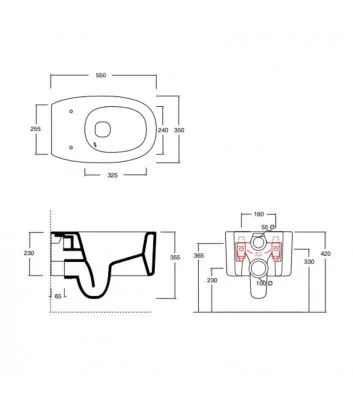 fiche technique des toilettes suspendues de la gamme Idilla