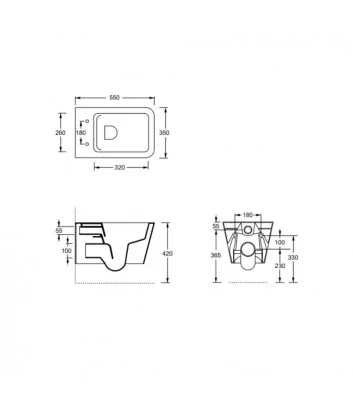 scheda tecnica wc sospeso della serie Hide Square di Alice Ceramica