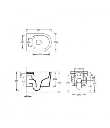 scheda tecnica wc sospeso linea Form di Alice Ceramica