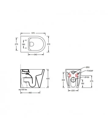 Scheda tecnica WC a terra linea Hide Round di Alice Ceramica