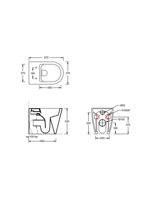technical data sheet floor-standing wc Hide Round series by Alice Ceramica