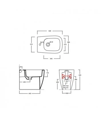 fiche tecnique de bidet sur pied ligne Wunder de Alice Ceramica