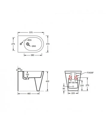 Scheda tecnica bidet a terra linea Hide Round di Alice Ceramica Scheda tecnica bidet a terra linea Hide Round di Alice Ceramica
