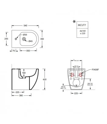 technical specifications for the Form floor-standing bidet
